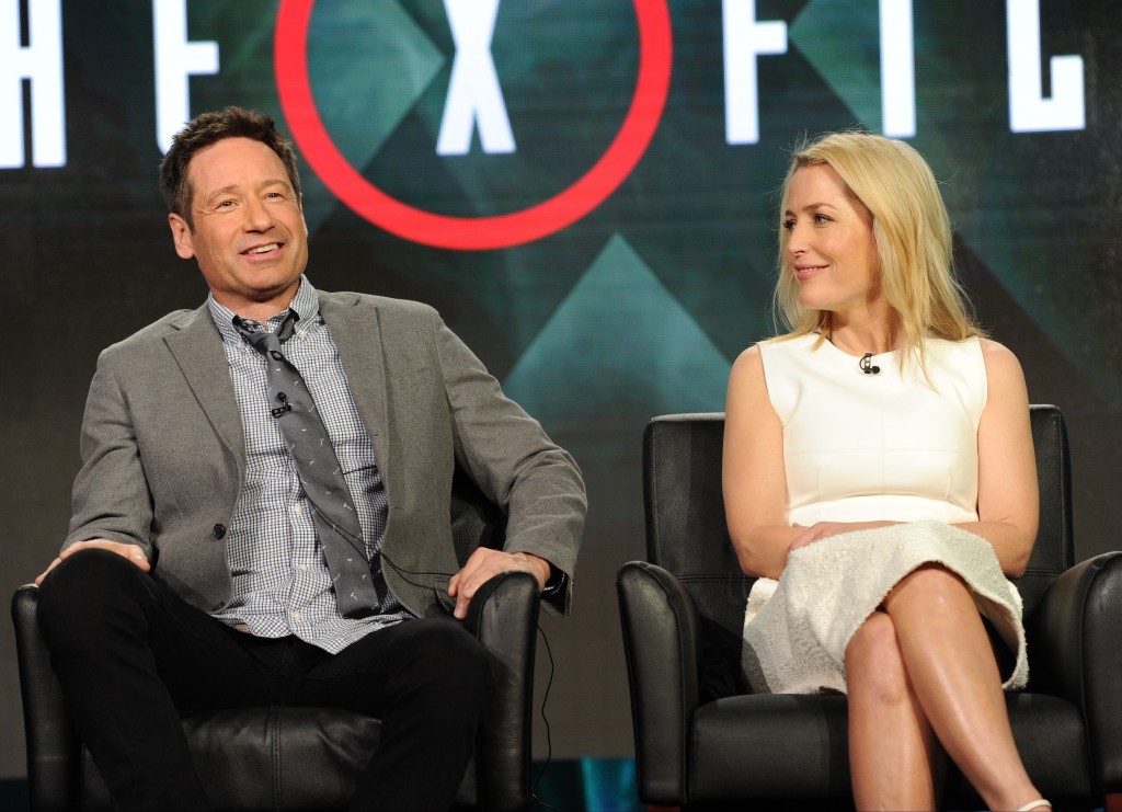 2016 FOX WINTER TCA: (L-R) Cast Members David Duchovny and Gillian Anderson during THE X FILES panel at the Langham Hotel, Friday, Jan. 15 in Pasadena, CA. CR: Frank Micelotta/FOX
