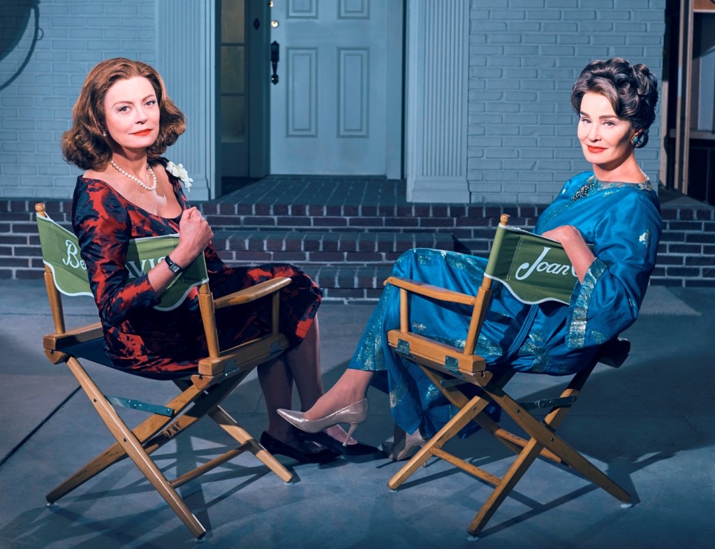 FEUD: BETTE & JOAN -- Pictured: (l-r) Susan Sarandon as Bette Davis, Jessica Lange as Joan Crawford. CR: Kurt Iswarienko/FX.